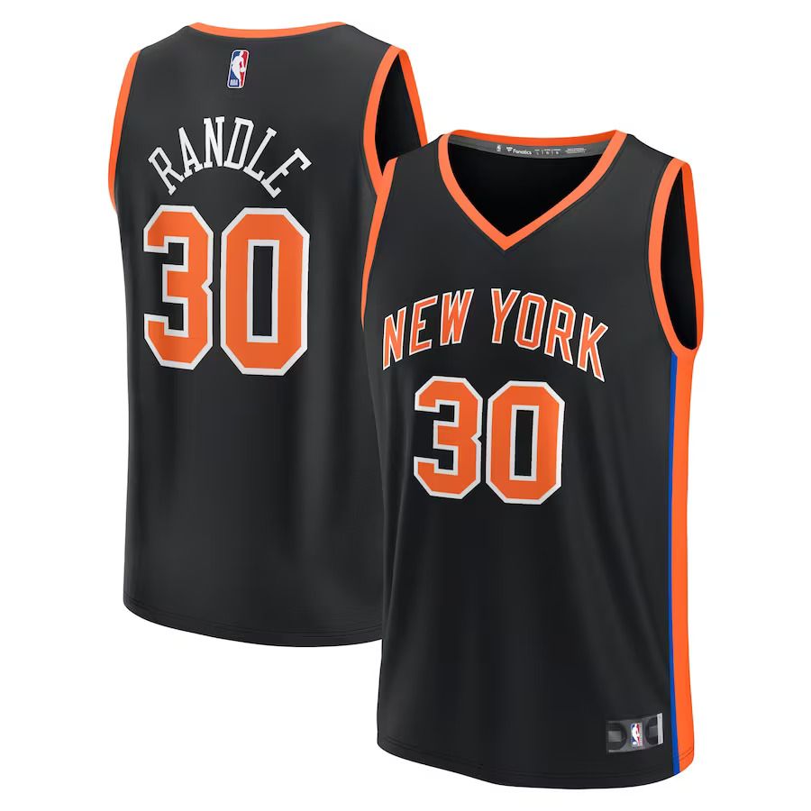 Men New York Knicks 30 Julius Randle Fanatics Branded Black City Edition 2022-23 Fastbreak NBA Jersey